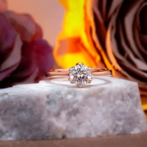Lab Grown Diamond Solitaire Ring 6.5mm in 925 Sterling Silver | Minimal Engagement Ring for Women