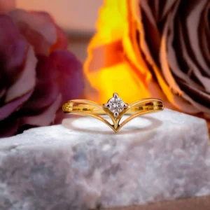 V Shape Lab Grown Diamond Ring 6.5mm | Minimal Chevron Engagement Ring in 925 Silver